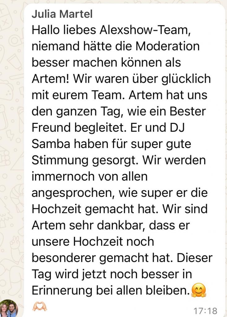 Hochzeitsmoderator Atem