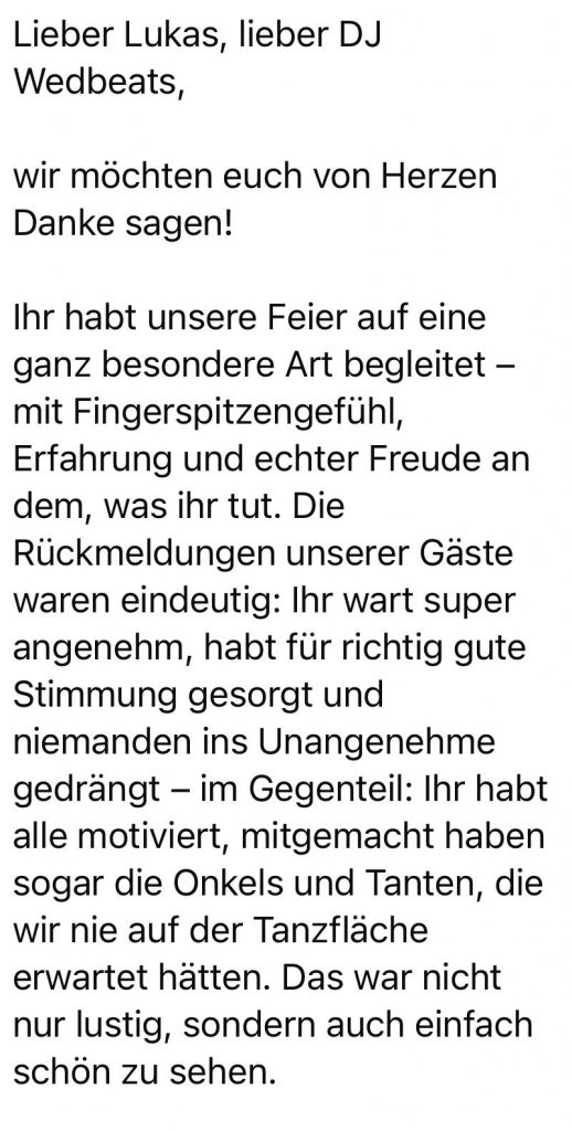 Bewertung über Hochzeitsmoderator Lukas