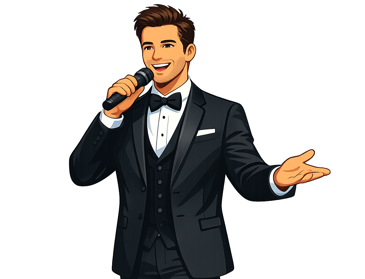 Hochzeitsmoderation durch professionellen Hochzeitsmoderator bei einer Hochzeit