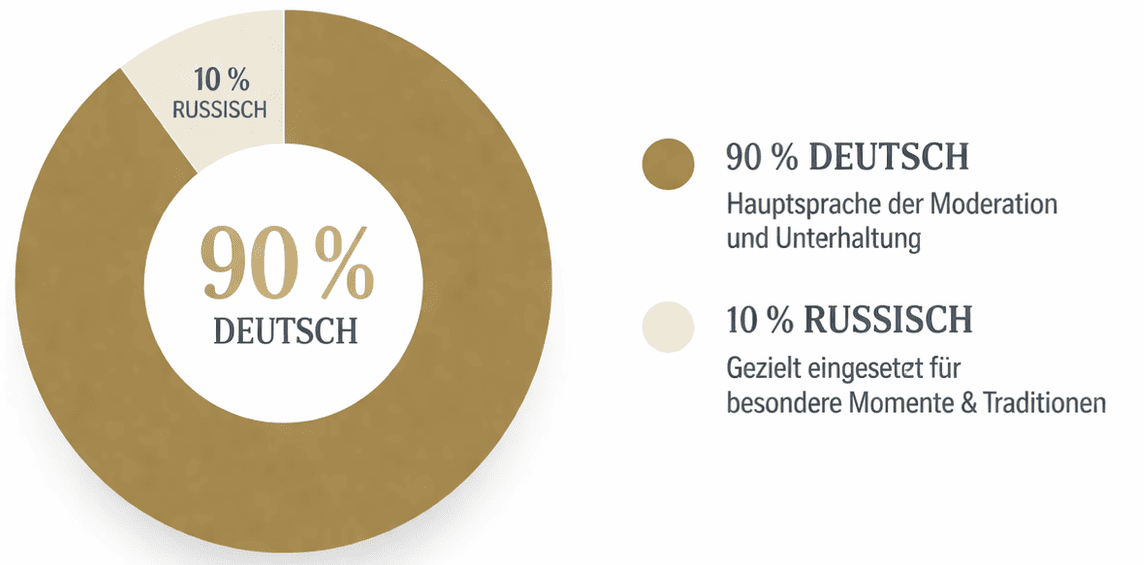 Tamada Hochzeit Deutsch Russisch Sprache Diagramm 90 Prozent Deutsch 10 Prozent Russisch