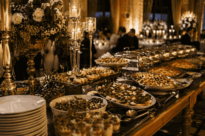 Buffet bei einer Hochzeit