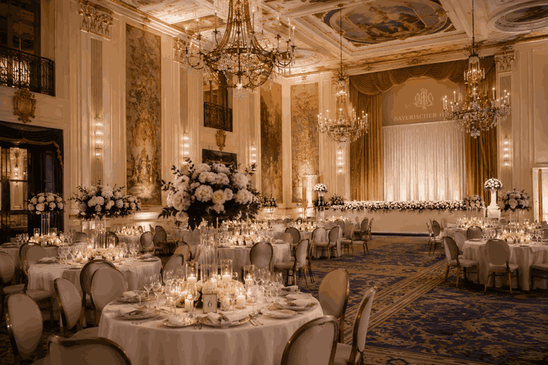 Luxuriöse Hochzeitslocation im Bayerischen Hof München mit elegantem Ballsaal